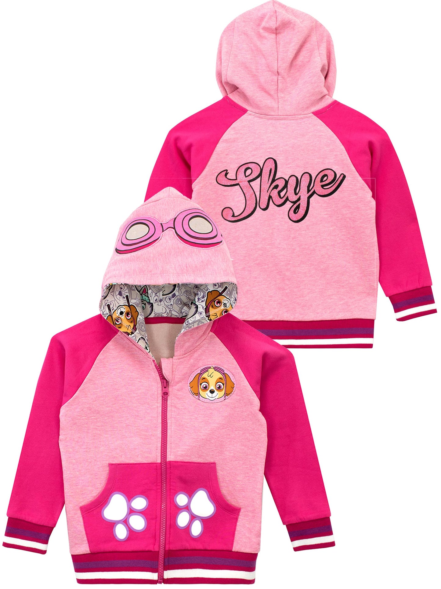 Paw Patrol Hoodie | Skye Girls Hoodies | Glitter Zip up Sweatshirt for Kids Size 2T Pink