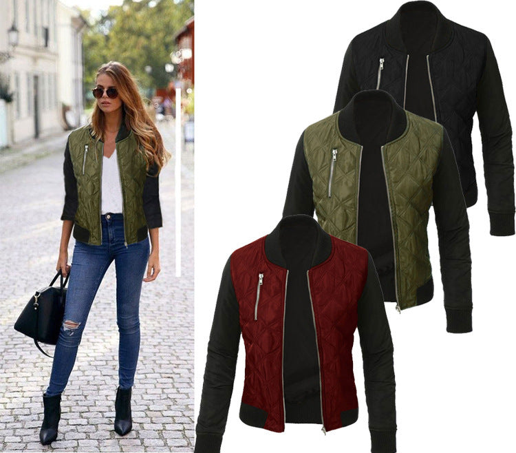 Trendy Solid Color Zip-Up Jacket for Women