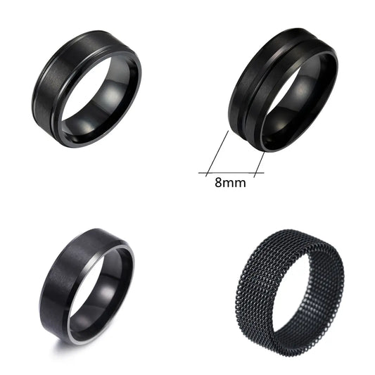 Men's Titanium Steel Ring - 8mm European & American Style